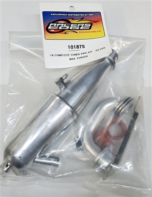 Racer's Edge 1/8th Complete Tuned Pipe Set, Max Torque One Piece, Silver