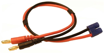 Racer's Edge Charge Adapter: EC3 Device to Male 4mm Bullets-300mm