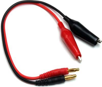 Racer's Edge 4mm Bullet To Alligator Clip Charge Lead