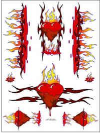 Racer's Edge Flaming Hearts Decal Sheet