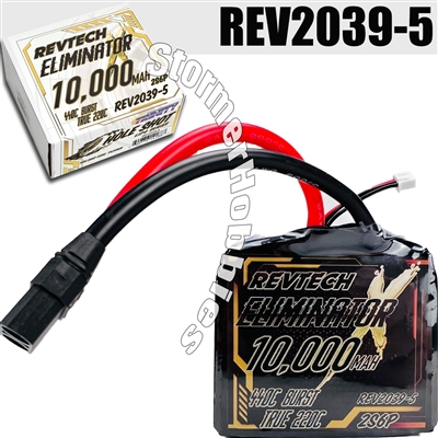 Revtech 2S 7.4V 10000mah 220C LIPO Drag Racing Battery, XT90