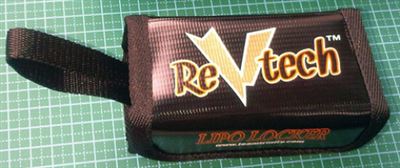 Revtech Lipo Locker For 1 Cell Packs, Black With Strap