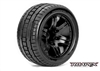 ROAPEX Trigger Stadium Truck Tires on Black 0 offset Rims (2)