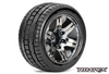 ROAPEX Trigger Stadium Truck Tires on Black Chrome 0 offset Rims (2)