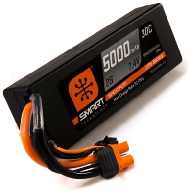 Spektrum 7.4V 5000mAh 2S 30C Hardcase Smart LiPo Battery, IC3