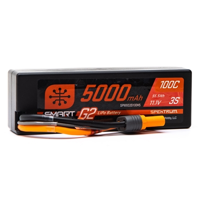 Spektrum 11.1V 5000mAh 3S 100C hardcase Smart G2 LiPo Battery, IC5