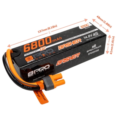 Spektrum 14.8V 6800mAh 4S 120C Hardcase G2 Smart LiPo Battery, IC5