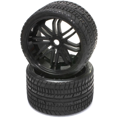 Sweep Road Crusher Belted Monster Truck Tires on Black Rims (2)