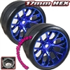 Sweep VHT Crusher Belted Monster Truck Slick Tires on Blue Chrome 1/2" Wide Offset Rims (2) 17mm hubs