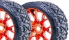 Sweep Land Crusher Belted Monster Truck Tires on Red Chrome 1/2" Wide Offset Rims (2)