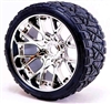 Sweep Land Crusher Belted Monster Truck Tires on Chrome 1/2" Wide Offset Rims (2)