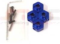 ST Racing Wheely King 12mm Clamping Hex Hubs, Blue Aluminum (4)