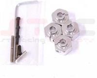 ST Racing Wheely King 12mm Clamping Hex Hubs, Silver Aluminum (4)