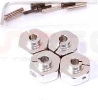 ST Racing Wheely King 14mm Clamping Hex Hubs, Silver Aluminum (4)