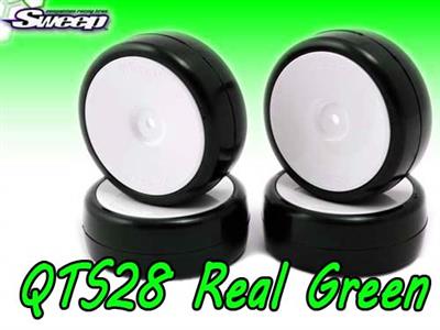 Sweep Real Green Sedan Racing Rubber Tires On White Dish Rims (4)