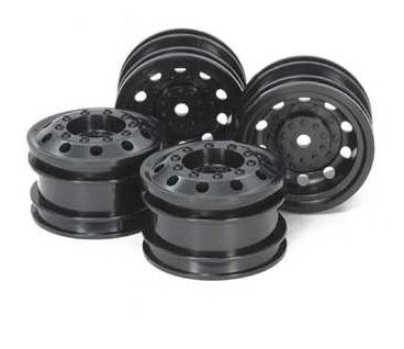Tamiya RC On-Road Racing Truck Rims, Black for MAN TGS Trucks (4)