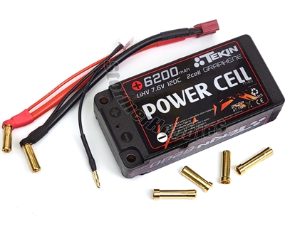 Tekin 2S Lipo Battery 6200mAh Shorty, 5mm bullet