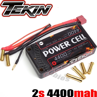 Tekin 2S Lipo Battery 4400mAh LCG, 5mm bullets