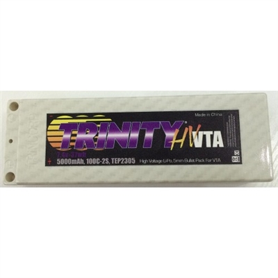 Team Epic 5000mAh 100c 7.4 2s Certified VTA White Carbon Lipo Battery Pack-5mm