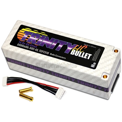 Team Epic 6000mAh 60c 14.8 4S HC White Carbon Lipo Battery with 5mm bullet plugs