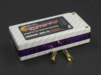 .Team Epic 5000mAh 100c 7.4 2S Turf Tuff Pak Lipo Battery with 5mm bullet plugs