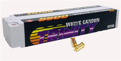 Team Epic 5500mAh 100c 7.4 2S White Carbon Slim Lipo Battery, 5mm bullets