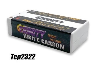 Team Epic 4300mAh White Carbon 130C 2S 7.4V Shorty Lipo Battery, 5mm Bullets