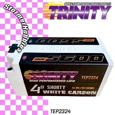 Team Epic 5600mAh Shorty 14.8 4S 130C White Carbon Lipo Battery with 5mm bullet plugs