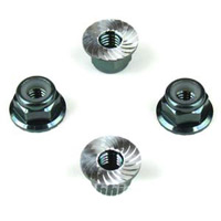 Tekno R/C M4 Flanged Aluminum Serrated Lock Nuts, Gray (4)