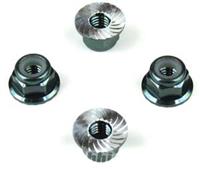 Tekno R/C M4 Flanged Aluminum Serrated Lock Nuts, Gray (4)