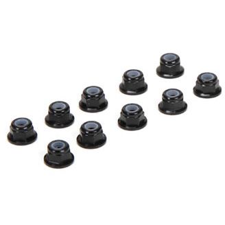 Losi M3 Flanged Lock Nuts, black aluminum (10) for all 22