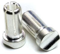 TQ Racing 5mm Bullet Battery Connectors, Short 13mm, Silver Plated (2)