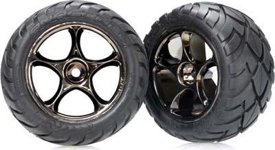 Traxxas Bandit Rear Anaconda Tires On Black Chrome Tracer Rims (2)