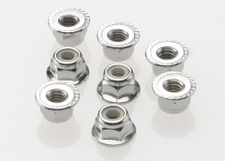 Traxxas 4mm Flanged Lock Nuts, steel serrated (8)