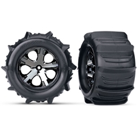 Traxxas Stampede Rear 2.8" Paddle Tires on All-Star Black Chrome Rims with inserts (2)