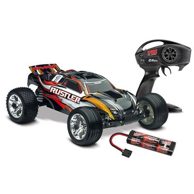 .Traxxas Rustler XL5 RTR Truck with black body and TQ radio