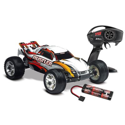 .Traxxas Rustler XL5 RTR Truck with white body and TQ radio
