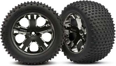 Traxxas Alias Tires Mounted On Black Chrome All-Star Rims, Rear (2)