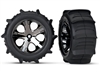 Traxxas Rustler Rear 2.8" Paddle Tires on All-Star Black Chrome Rims with inserts (2)