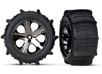 Traxxas Rustler Rear 2.8" Paddle Tires on All-Star Black Chrome Rims with inserts (2)