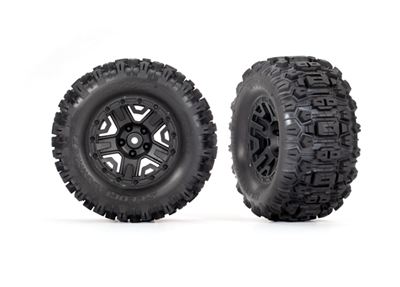 Traxxas Rustler/Stampede Rear Sledgehammer Tires on 2.8" Black Rims (2)