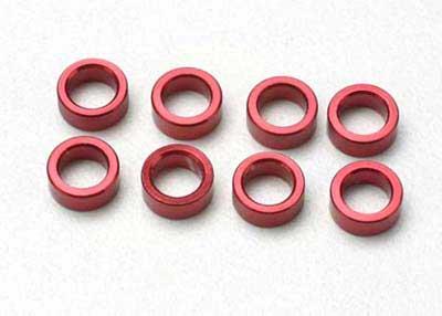 Traxxas Revo 3.3/Summit/Slayer Pushrod Spacers, Red Aluminum (8)