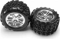 Traxxas Maxx/Summit 3.8" Talon Tires On Chrome Split Spoke Rims (2)