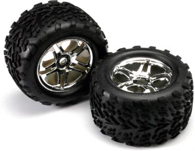 Traxxas Revo 3.3 Talon Tires On Chrome Split Spoke 17mm Rims (2)