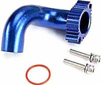 Traxxas Nitro Rustler / N4-Tec 2.5/3.3 Exhaust Header, Blue Aluminum