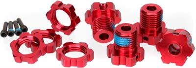 Traxxas Revo Platinum 17mm Wheel Hubs and Nuts, red aluminum (4)