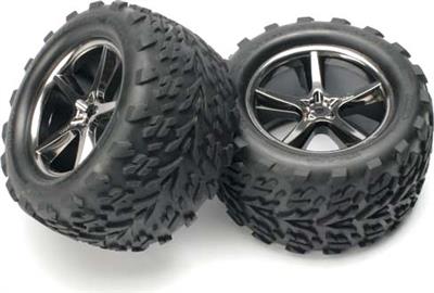 Traxxas E-Revo Talon Tires on Black Chrome Gemini Rims (2)