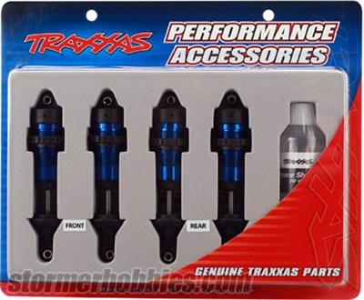 Traxxas Revo 3.3 GTR Shocks, blue aluminum with TiN shafts (4)