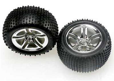 Traxxas Nitro Rustler 2.8" Rear Alias Tires On Twin-Spoke Rims (2)