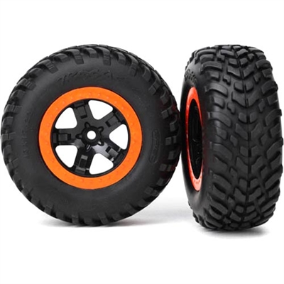 Traxxas Slash Rear SCT Tires on Black/Orange SCT Rims (2)